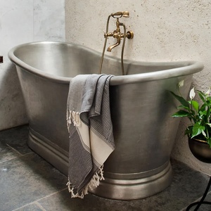 Bañera de Cobre de Primera Calidad Independiente para Baño, Estilo Moderno, Bañera de Cobre Niquelado Antiguo para Baños de Hoteles - Product Image 6