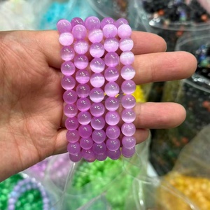 สร้อยข้อมือเซเลไนต์ธรรมชาติสำหรับผู้หญิง สร้อยข้อมือลูกปัดเซเลไนต์โมร็อกโกหลากสี ขนาด 8 มม. เครื่องประดับบำบัดสำหรับการทำสมาธิ <span class=keywords><strong>ของ</strong></span>ขวัญ - Product Image 4