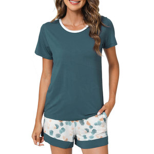 เสื้อออกกำลังกายแขนสั้นสองชิ้นสำหรับผู้หญิงเสื้อใส่เล่นยิมและกางเกงขาสั้นโลโก้แบบออกแบบได้ตามต้องการ - Product Image 1