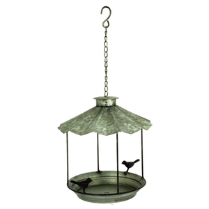 Rustic Green Metal Hanging Bird Feeder House-Shaped With Chain <b>Hook</b> For <b>Garden</b> Outdoor Use Handmade Bird Feeder - Product Image 3