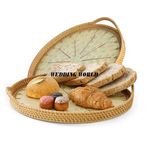 Fabricante de bandeja de servicio de ratán Plato de diseñador hecho a mano de calidad premium Bandeja de ratán nueva elegante y clásica - Product Image 5