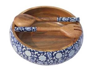 Bol à salade décoratif en bois imprimé en émail de qualité supérieure pour la maison, l'hôtel et le restaurant utilisent des plats et des assiettes pour la cuisine à domicile - Product Image 1