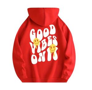 Sudaderas con capucha de lana de algodón 100% de invierno para hombre, sudaderas básicas transpirables con capucha, color sólido teñido liso, logotipo personalizado de talla grande para hombre - Product Image 2