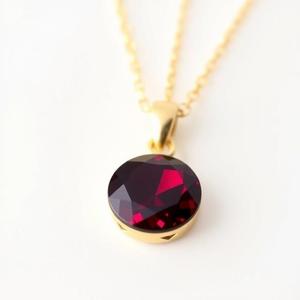 Collier de grenat rouge Cz Zircon en argent sterling 925 plaqué or 14 carats avec pierre naturelle - Product Image 5
