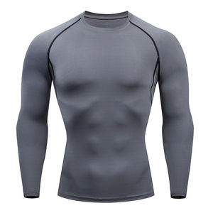 Top de manga larga de compresión de secado rápido para hombre, Top de cuello redondo con capa Base de tela de punto, BJJ Boxing MMA - Product Image 5