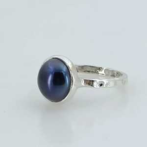 Handmade 925 Sterling <b>Silver</b> Freshwater Black Pearl <b>Statement</b> <b>Ring</b> Boho June Birthstone Jewelry Perfect Gift - Product Image 5