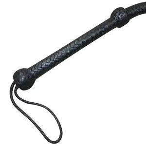 Pied Long véritable cuir de vachette taureau fouet 12 tresse fabriqué à la main noir cheval fouet formation équestre rodéo Costume Sports de plein air - Product Image 2