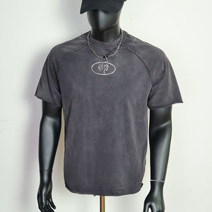 T-shirt surdimensionné personnalisé en coton épais 100% délavé au soleil, coupe épaules tombantes, style streetwear, 300 g/m², vintage, pour homme, effet délavé à l'acide - Product Image 2