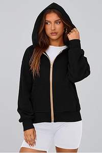 Sudadera con capucha y cremallera para mujer, manga larga, con logo frontal, diseño liso, transpirable, moderna para invierno, con servicio OEM - Product Image 6