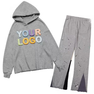 Sudadera con capucha personalizada con borde cortado, pantalones de chándal acampanados - Product Image 1