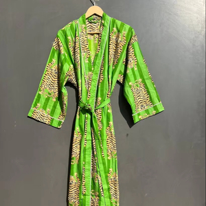 Indio hecho a mano 100% algodón Kimono vestido Floral Bikini Wrap para mujeres Casual ropa de dormir para otoño primavera invierno playa verano - Product Image 1