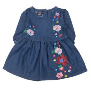 Robe en jean brodée pour filles - Bleu foncé - Product Image 1