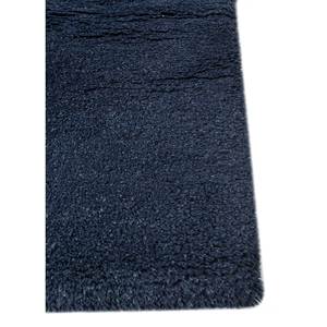 Tapis artisanal en laine et soie patchwork bleu, couleur unie, rectangulaire, Skws-125, pour la maison, le couloir, le salon ou la chambre - Product Image 4
