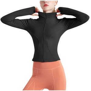 Haut de yoga respirant personnalisé en spandex/nylon, taille plus, vestes de fitness pour femmes, vêtements de sport extensibles de qualité supérieure, demi-zip, pour l'entraînement - Product Image 5