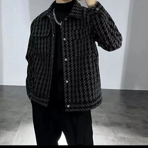 Venta al por mayor chaqueta de cuello Polo hombres Casual versátil Mil Pájaros chaqueta a cuadros versión coreana guapo hombres chaquetas Oem - Product Image 6