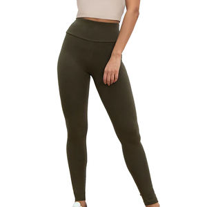 Leggings de yoga taille moyenne solides de haute qualité pour femmes pantalon d'entraînement élégant croisé taille élastique - Product Image 1