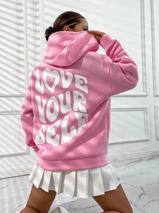 Logotipo personalizado 3D Puff impresión gráfica sudaderas con capucha mujeres Puff impreso sudaderas con capucha de las mujeres para las señoras con personalización - Product Image 2