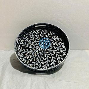 Bandeja de Servir Hecha a Mano con Madreperla, Bandeja Decorativa con Incrustaciones de Concha Natural para Hotel, Restaurante, Decoración del Hogar - Product Image 6