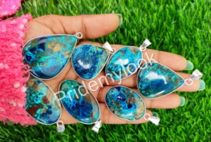 À la mode bohème Shattuckite pendentif collier de haute qualité pierre précieuse naturelle argent plaqué en vrac mélange formes pour enfants en gros - Product Image 5