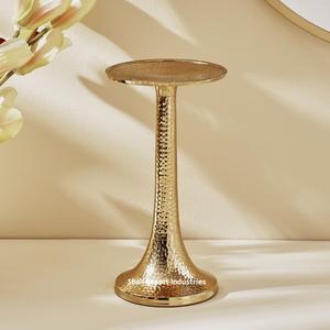 Luxury <b>Gold</b>-Finished Hammered Brass <b>Pillar</b> <b>Candle</b> Holder for Home Christmas Wedding Tabletop Decoration - Product Image 3