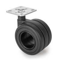 Ruedas de Plástico con Base de Acero Pintado de Negro Emuca España, Modelo 2041214, Juego de 4, 65 mm de Diámetro, Placa de Montaje