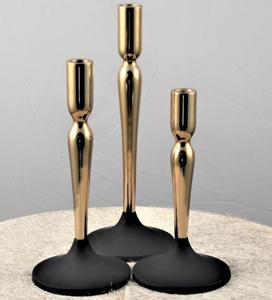 Couleur noire et or de bougeoir en métal fantaisie table de luxe variété bougeoir ensemble de trois bougeoirs - Product Image 1