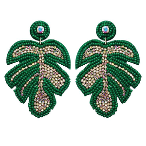 Boucles d'oreilles brodées de perles de rocaille Boucles d'oreilles design cactus d'Inde Boucles d'oreilles faites à la main pour femmes et filles d'Inde - Product Image 3