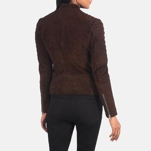 High Quality Wholesale Quilted Mocha Suede Biker <b>Jacket</b> Casual Plain Dyed Winter Front Professional Manufacturing OEM Service - Product Image 6
