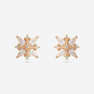 Pendientes de Plata 92.5 con Corte Princesa, Diseño de Copo de Nieve y Número, para Bodas, Fiestas o como Idea de Regalo de Compromiso -188440 - Product Image 1