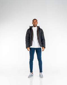 Imperio Shop Chaqueta impermeable con cremallera para exteriores con acolchado Comfort Chaqueta negra acolchada - Product Image 4