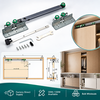 Kit de quincaillerie pour porte coulissante de placard à suspension supérieure avec amortisseur à rouleaux à fermeture douce pour porte de meuble