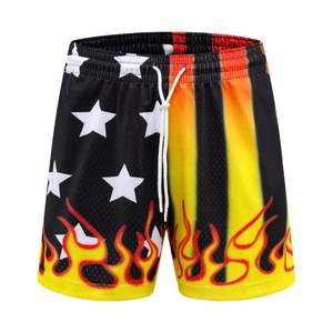 Short d'été en maille de basket-ball à cordon imprimé par sublimation pour hommes, short en maille respirant à séchage rapide et personnalisé - Product Image 2