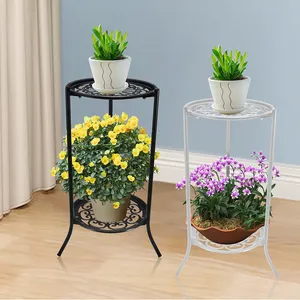 Soportes de maceta de metal negro para decoración del hogar Soporte de flores de maceta de patio colorido diseñado para agregar estilo y color - Product Image 1