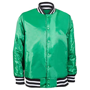 Elegante chaqueta bomber de satén de color con diseño personalizado y tamaño de béisbol estilo chaqueta de satén de doble cara para hombres - Product Image 2
