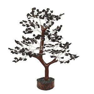ต้นคริสตัลประดับทำด้วยมือต้นไม้เงินบอนไซพลอยสีดำธรรมชาติสำหรับรักษาและฮวงจุ้ย - Product Image 2