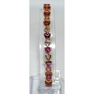 14k oro tormalina rosa bracciale Tennis alla moda accessori gioielli - Product Image 2