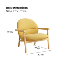 Fauteuil lounge scandinave avec structure en hêtre massif et siège et dossier rembourrés, fauteuil d'appoint moderne pour salon, meubles de maison