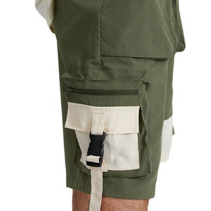 Pantalones cortos de trabajo informales transpirables ligeros de secado rápido para hombre, cintura media, cierre de cintura elástica con patrón sólido, tejido de lona - Product Image 5