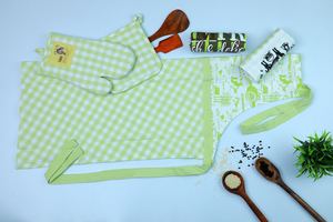 Premium Cotton Sleeveless Kitchen <b>Apron</b> Stylish Checked Pattern with Strap Design Versatile Waist Size for Home & Hotel Cooking - Product Image 6