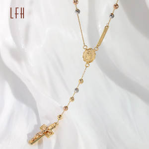 도매 종교 묵주 목걸이 18k 순금 성모 마리아 보석 십자가 목걸이 Au750 골드 18k 진짜 18k 진짜 금 보석 - Product Image 3