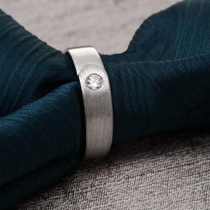 Bague ajustable CLARA pour femmes et filles, en argent sterling 925 avec finition mate partielle, diamant et placage rhodium, cadeau élégant - Product Image 2