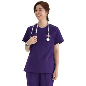 Uniformes médicos de cuello redondo, traje quirúrgico Unisex, centro de atención pediátrica, ropa de enfermería, traje de Hospital duradero antiarrugas - Product Image 2