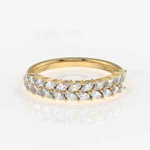 Vista 10K/14K/18K ทอง Marquise ตัดเพชรแหวนครบรอบแหวนนิรันดร์ STACKABLE เครื่องประดับที่ดีสำหรับผู้หญิง - Product Image 1