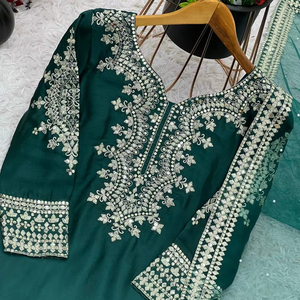 ชุดแต่งกายสำหรับนักออกแบบปาร์ตี้แบบสวมด้านบนด้านล่างและดูแมทท์พร้อมงานปักที่หนักหน่วง - Product Image 1