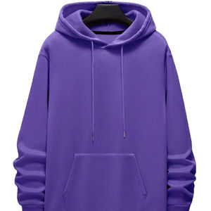 Sweat à capuche violet personnalisé en molleton de coton avec poche kangourou, doux et confortable pour hommes - Product Image 1