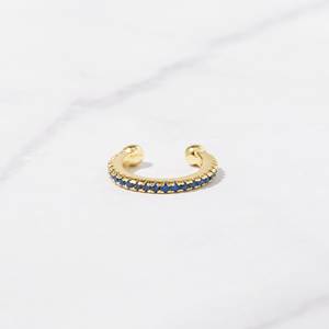 Brilliant Shape <b>Blue</b> <b>Sapphire</b> Stone 925 Solid Pure Sterling Silver Bezel Setting Cuff <b>Earring</b> Gift Jewellery Birthstone Party - Product Image 1