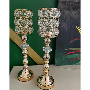 Bougeoir de forme ronde Qualité supérieure Perles de cristal de grande taille T-Light Holder Vaisselle de décoration de mariage parfaite - Product Image 2