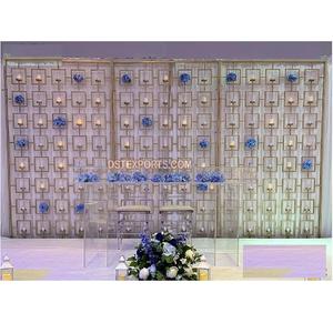 New Designer <b>Gold</b> Metal Candle Wall for Weddings Glitzy Stage <b>Backdrop</b> Setup Prettiest Candle Walls - Product Image 1