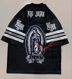 Ventes en gros de maillots de football américain surdimensionnés en maille respirante à manches courtes et col rond, streetwear unisexe - Product Image 1