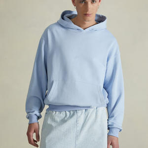 Sweat à capuche de luxe pour hommes 100% coton épais French Terry Boxy Fit pull à capuche personnalisé uni blanc Streetwear à capuche pour l'hiver - Product Image 6